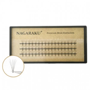NAGARAKU, Пучки ресниц 6D, на ленте, C-изгиб, норка, 13 мм
